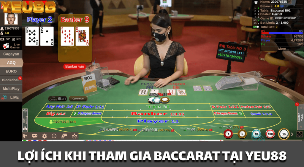 LỢI ÍCH KHI THAM GIA BACCARAT TẠI YEU88